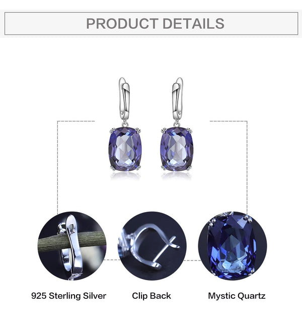 Luxury 925 Sterling Silver Drop Earrings Natural Iolite Blue Mystic Quartz for Women Elegant Earrings Fine Jewelry | Vimost Shop.