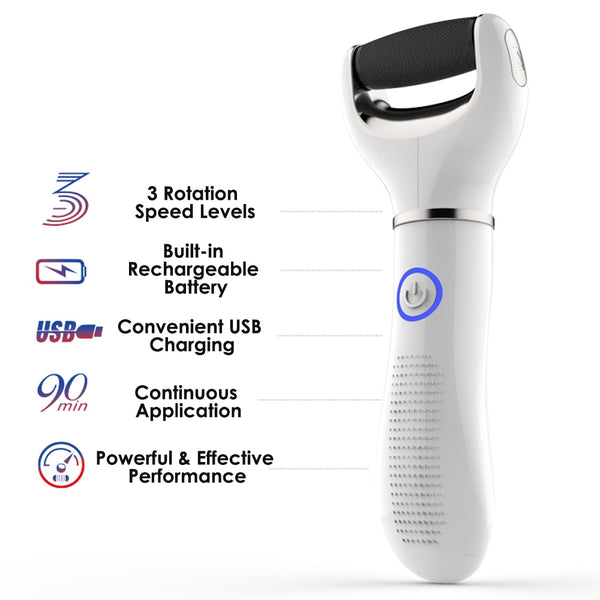 Electric Foot Heel Care Tool Cordless Electric Callus Remover Powerful Rechargeable Electric Shaver with Waterproof Roller Heads | Vimost Shop.