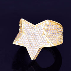 Men's Star Ring 18 K Copper Charm Gold Color Full Zircon RING Fashion Hip Hop Rock Jewelry | Vimost Shop.