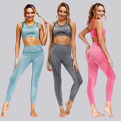 Seamless Sportswear Yoga Set Gym Fitness Tracksuit Tank Crop Top Hips Lifting Leggings Running Traning 2 Piece Quick Dry Suit | Vimost Shop.