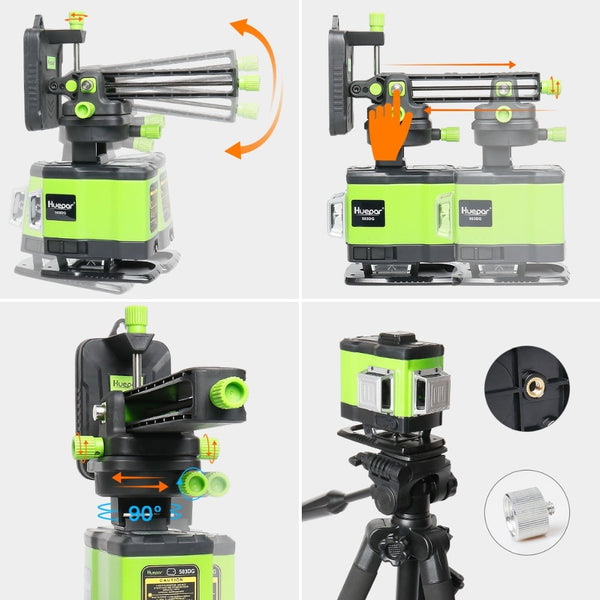 3D Self-leveling Laser Level 3x360 Green Beam Cross Line 360° Vertical Horizontal Line Remote Control & Hard Carry Case | Vimost Shop.