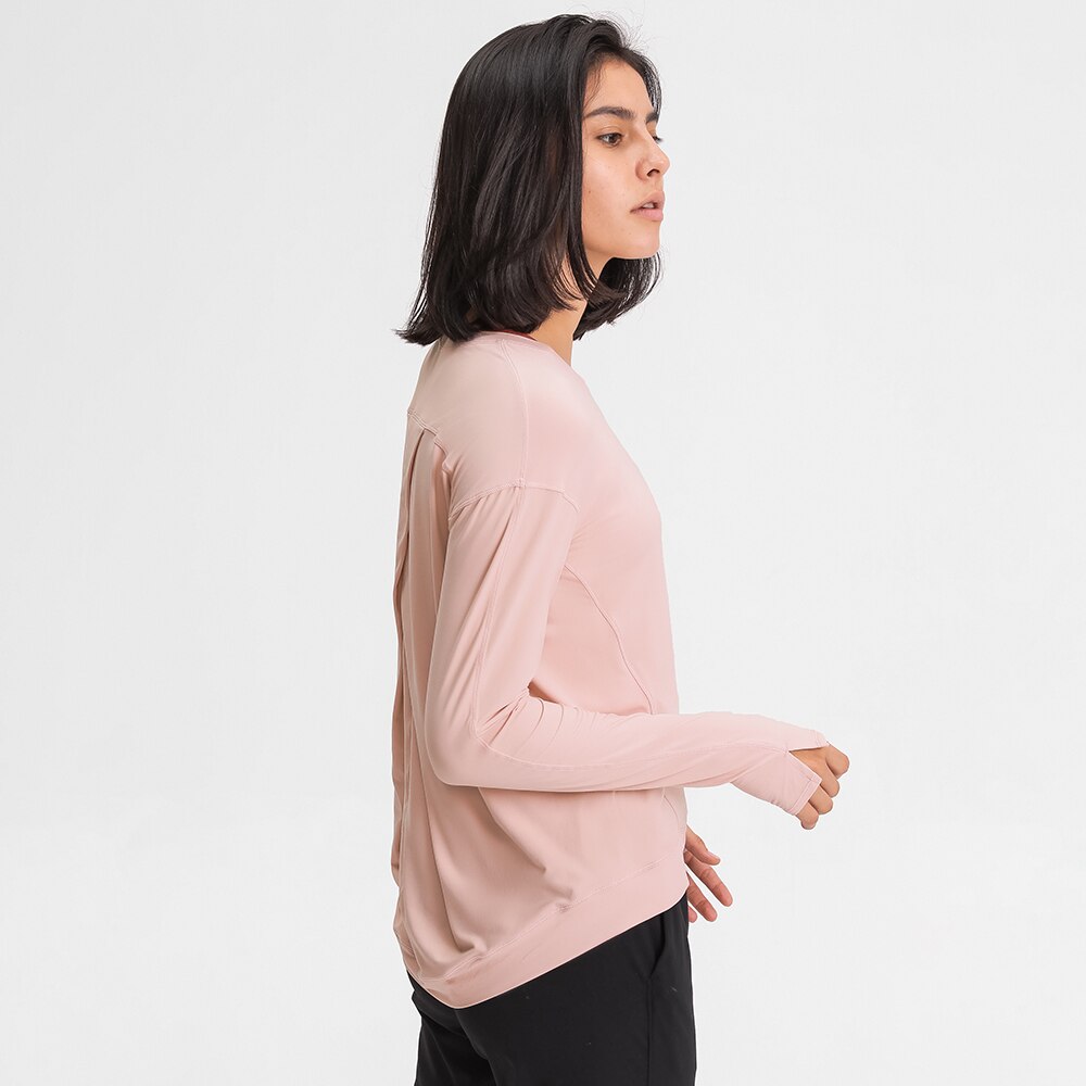 Loose Fit Sport Training Workout Long Sleeve Shirts Women Lightweight Anti-sweat Yoga Fitness Shirts with Thumb Hole