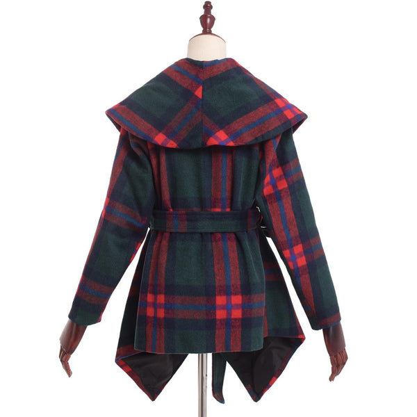Women Winter Wool Jacket Coat Vintage Turn Down Shawl Collar Plaid Woolen Blend Overcoat Tops Outwear | Vimost Shop.