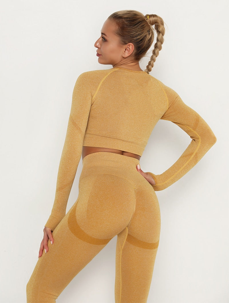 Yoga Crop Tops Yoga Shirts Gym Workout Tops Long Sleeve Fitness Running Sport T-Shirts Athletic Training Wear Women Sportswear | Vimost Shop.