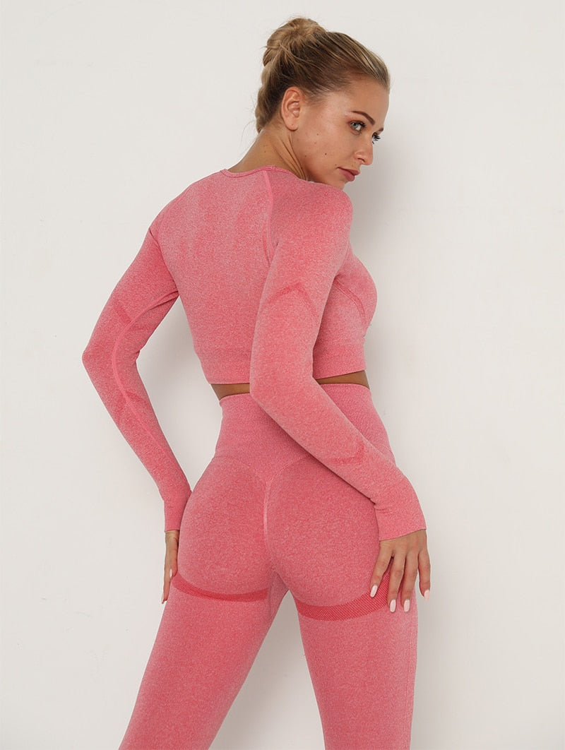 Yoga Crop Tops Yoga Shirts Gym Workout Tops Long Sleeve Fitness Running Sport T-Shirts Athletic Training Wear Women Sportswear | Vimost Shop.