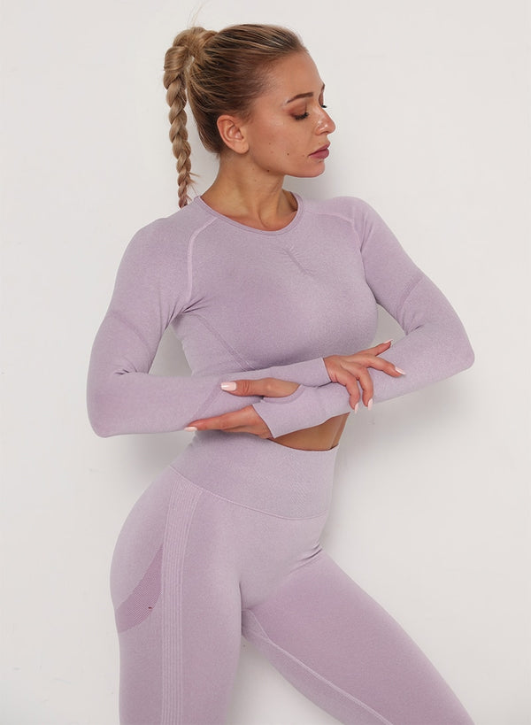 Yoga Crop Tops Yoga Shirts Gym Workout Tops Long Sleeve Fitness Running Sport T-Shirts Athletic Training Wear Women Sportswear | Vimost Shop.