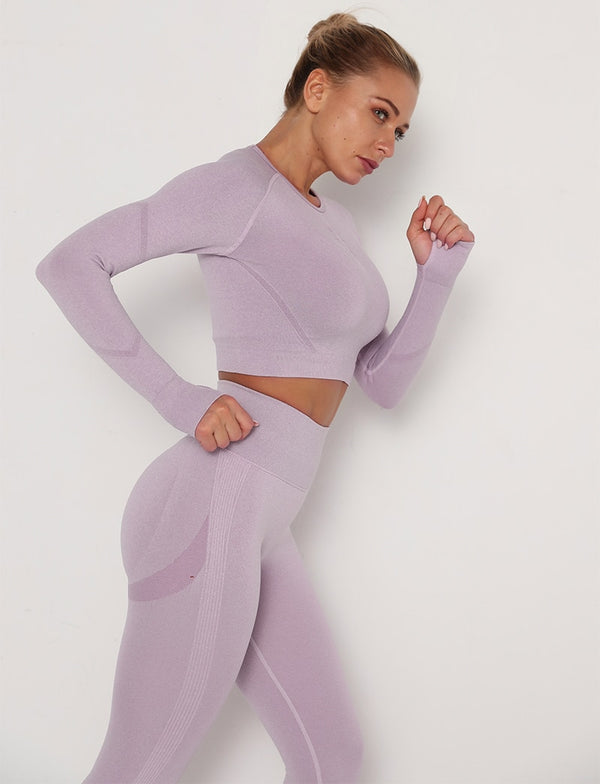 Yoga Crop Tops Yoga Shirts Gym Workout Tops Long Sleeve Fitness Running Sport T-Shirts Athletic Training Wear Women Sportswear | Vimost Shop.