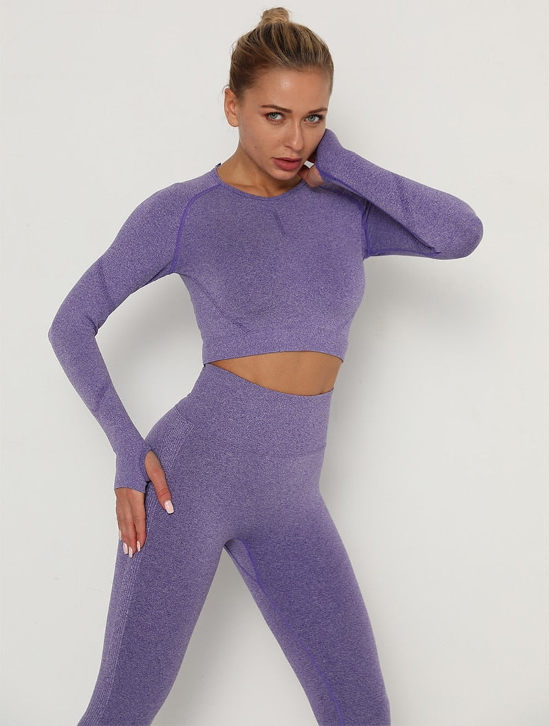 Yoga Crop Tops Yoga Shirts Gym Workout Tops Long Sleeve Fitness Running Sport T-Shirts Athletic Training Wear Women Sportswear | Vimost Shop.