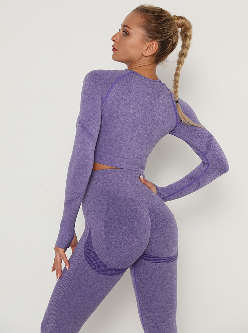 Yoga Crop Tops Yoga Shirts Gym Workout Tops Long Sleeve Fitness Running Sport T-Shirts Athletic Training Wear Women Sportswear | Vimost Shop.