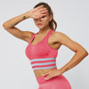 Striped Seamless Solid Sports Gym Bra Crop Top Push Up Workout Beauty Back Top Shockproof Training Fitness Running Vest Shirt | Vimost Shop.