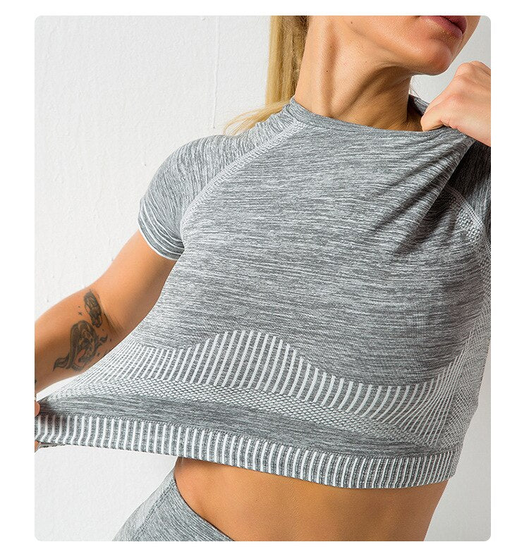 Striped Seamless Yoga Tank Crop Top Shockproof Quick Dry Sports Bra Vest Fashion Workout Push Up Running Tees High Elasticsity | Vimost Shop.
