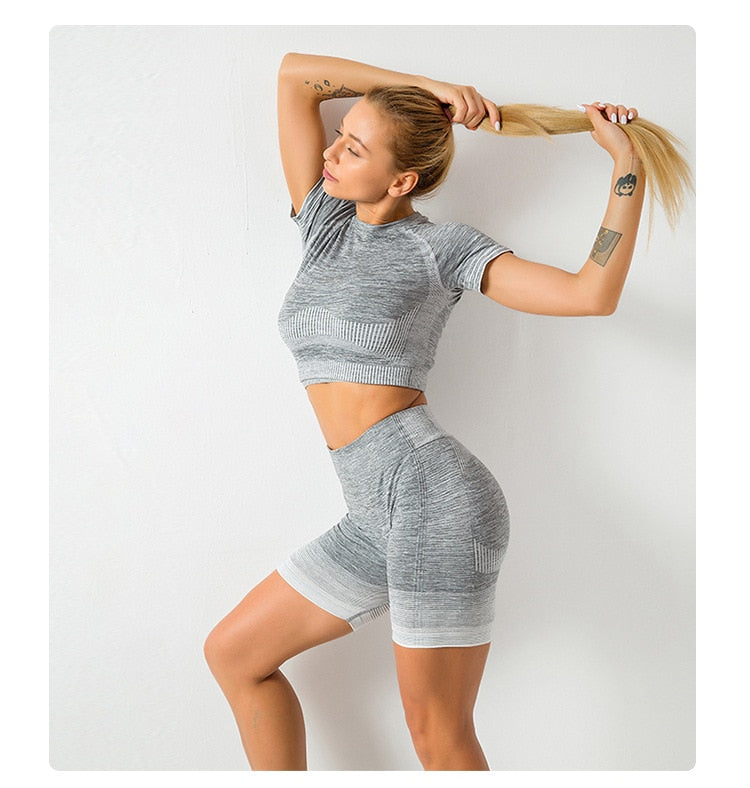 Striped Seamless Yoga Tank Crop Top Shockproof Quick Dry Sports Bra Vest Fashion Workout Push Up Running Tees High Elasticsity | Vimost Shop.