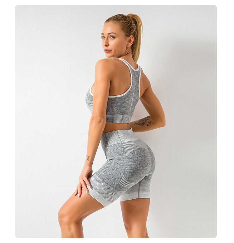 Striped Seamless Yoga Tank Crop Top Shockproof Quick Dry Sports Bra Vest Fashion Workout Push Up Running Tees High Elasticsity | Vimost Shop.