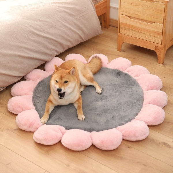 Pink Coral Fleece Dog Bed Flower Shape Home Floor Sofa Bed Sleeping Washable Cat Cushion Mat for Large Medium Mats Dogs Product | Vimost Shop.