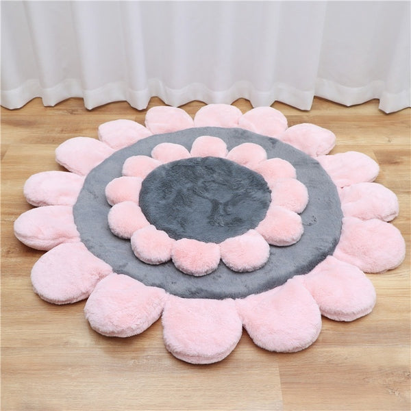 Pink Coral Fleece Dog Bed Flower Shape Home Floor Sofa Bed Sleeping Washable Cat Cushion Mat for Large Medium Mats Dogs Product | Vimost Shop.