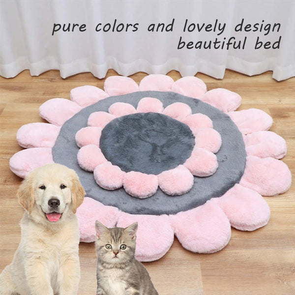 Pink Coral Fleece Dog Bed Flower Shape Home Floor Sofa Bed Sleeping Washable Cat Cushion Mat for Large Medium Mats Dogs Product | Vimost Shop.