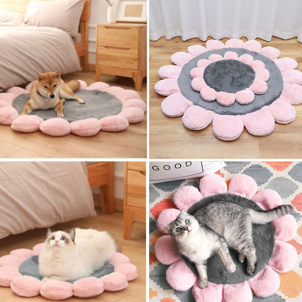 Pink Coral Fleece Dog Bed Flower Shape Home Floor Sofa Bed Sleeping Washable Cat Cushion Mat for Large Medium Mats Dogs Product | Vimost Shop.