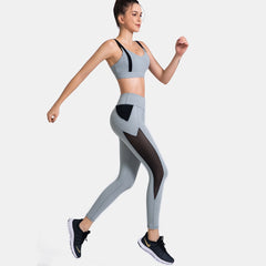 Patchwork Yoga Suit Gym Fitness Two Piece Set Bra Crop Top Leggings Tracksuit Fashion Running Sports Push Up Casual Set | Vimost Shop.