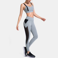 Patchwork Yoga Suit Gym Fitness Two Piece Set Bra Crop Top Leggings Tracksuit Fashion Running Sports Push Up Casual Set | Vimost Shop.