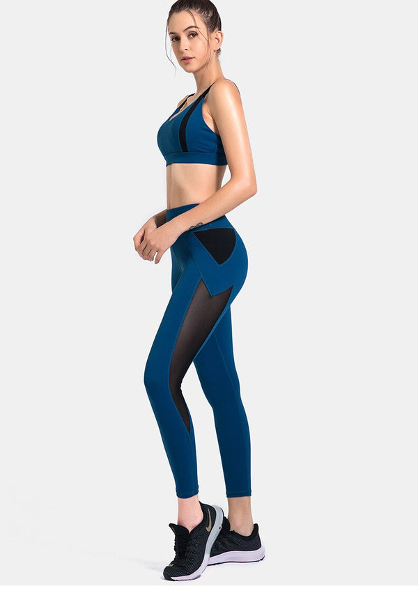 Patchwork Yoga Suit Gym Fitness Two Piece Set Bra Crop Top Leggings Tracksuit Fashion Running Sports Push Up Casual Set | Vimost Shop.