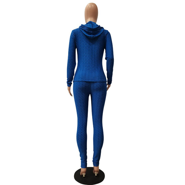 Sportswear Jacquard Hooded Set Gym Fitness Tracksuit Long Sleeve Zipper Hoodies Pencil Leggings Running Traning Outdoor Suit | Vimost Shop.