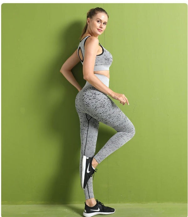Women Print Yoga Set Fitness Tracksuit For Women Workout Push Up Two Piece Set Shockproof  Tank Crop Top Leggings Sports Suit | Vimost Shop.