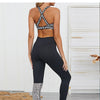 Seamless Leopard Print Patchwork Yoga Set Gym Clothing Tank Crop Top Leggings Suit Push Up Workout Training Running Tracksuit | Vimost Shop.