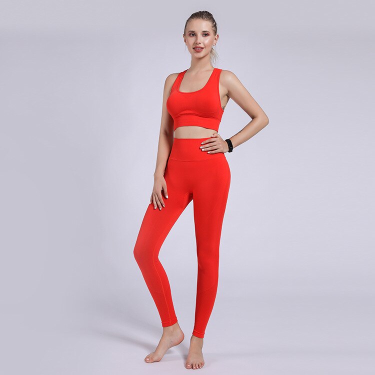 Seamless Sportswear Yoga Set Women Gym Tracksuit Tank Crop Top Hips Lifting Leggings Running Traning Workout Sports 2 Piece Set | Vimost Shop.