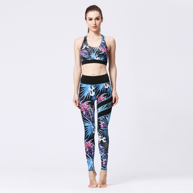 Seamless Print Yoga Set Gym Clothing Tank Crop Top Leggings Suit Push Up Workout Training Jogging Casual High Elastic Tracksuit | Vimost Shop.