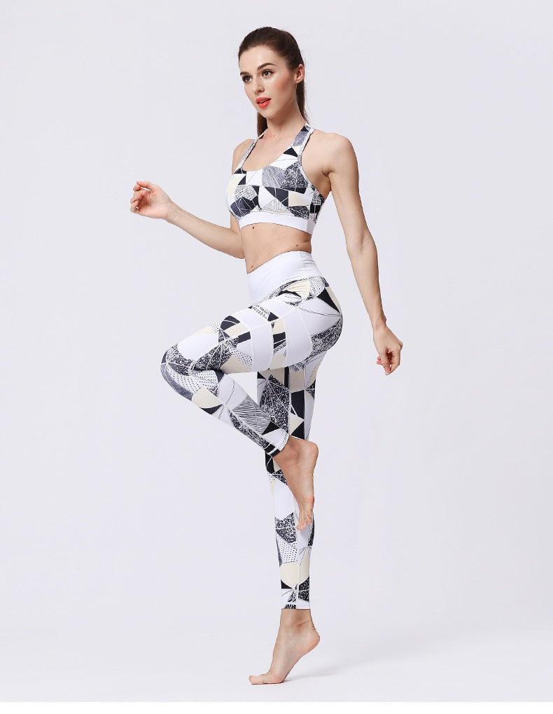 Seamless Print Yoga Set Gym Clothing Tank Crop Top Leggings Suit Push Up Workout Training Jogging Casual High Elastic Tracksuit | Vimost Shop.
