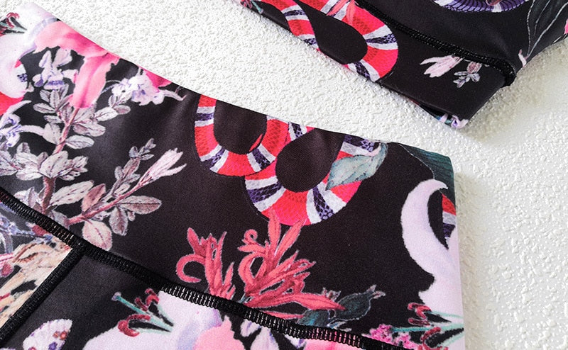 Seamless Floral Print Gym Yoga Set Fashion Fitness Vest Crop Top Leggings Suit Push Up Workout Training Running Slim Clothing | Vimost Shop.