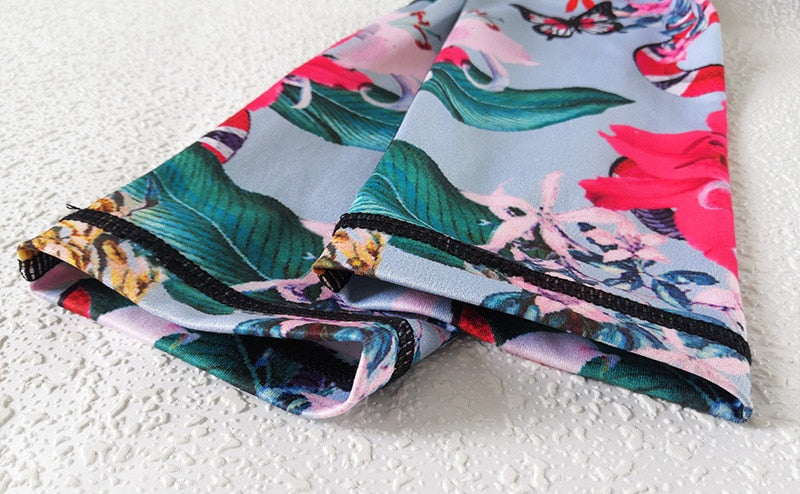 Seamless Floral Print Gym Yoga Set Fashion Fitness Vest Crop Top Leggings Suit Push Up Workout Training Running Slim Clothing | Vimost Shop.