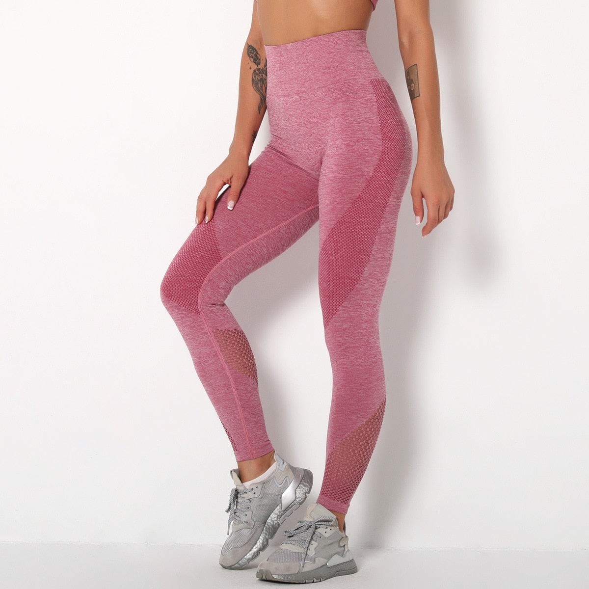 Autumn Seamless Hollow Out Yoga Leggings Work Out Fitness Gym Yoga Pantalones High Elastics High Waist Sports Slim Trousers | Vimost Shop.