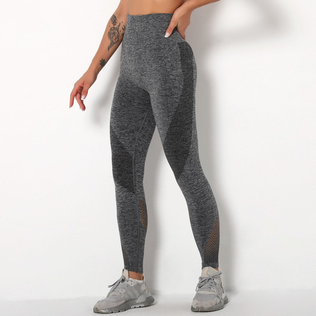 Autumn Seamless Hollow Out Yoga Leggings Work Out Fitness Gym Yoga Pantalones High Elastics High Waist Sports Slim Trousers | Vimost Shop.