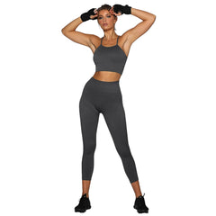 Seamless Sportswear Yoga Set Solid Cami Crop Top High Elastics Leggings Pants Two Piece Fitness Running Energy Sports Tracksuit | Vimost Shop.