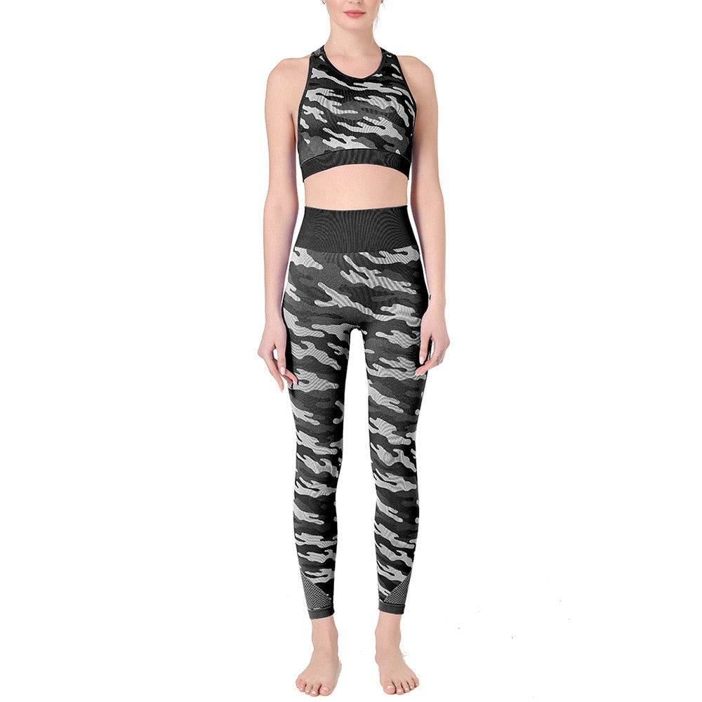 2PCS Camo Yoga Set Sports Wear For Women Gym Fitness Clothing Booty Yoga Leggings + Sport Bra GYM Sport Suit Femme 2020 New | Vimost Shop.