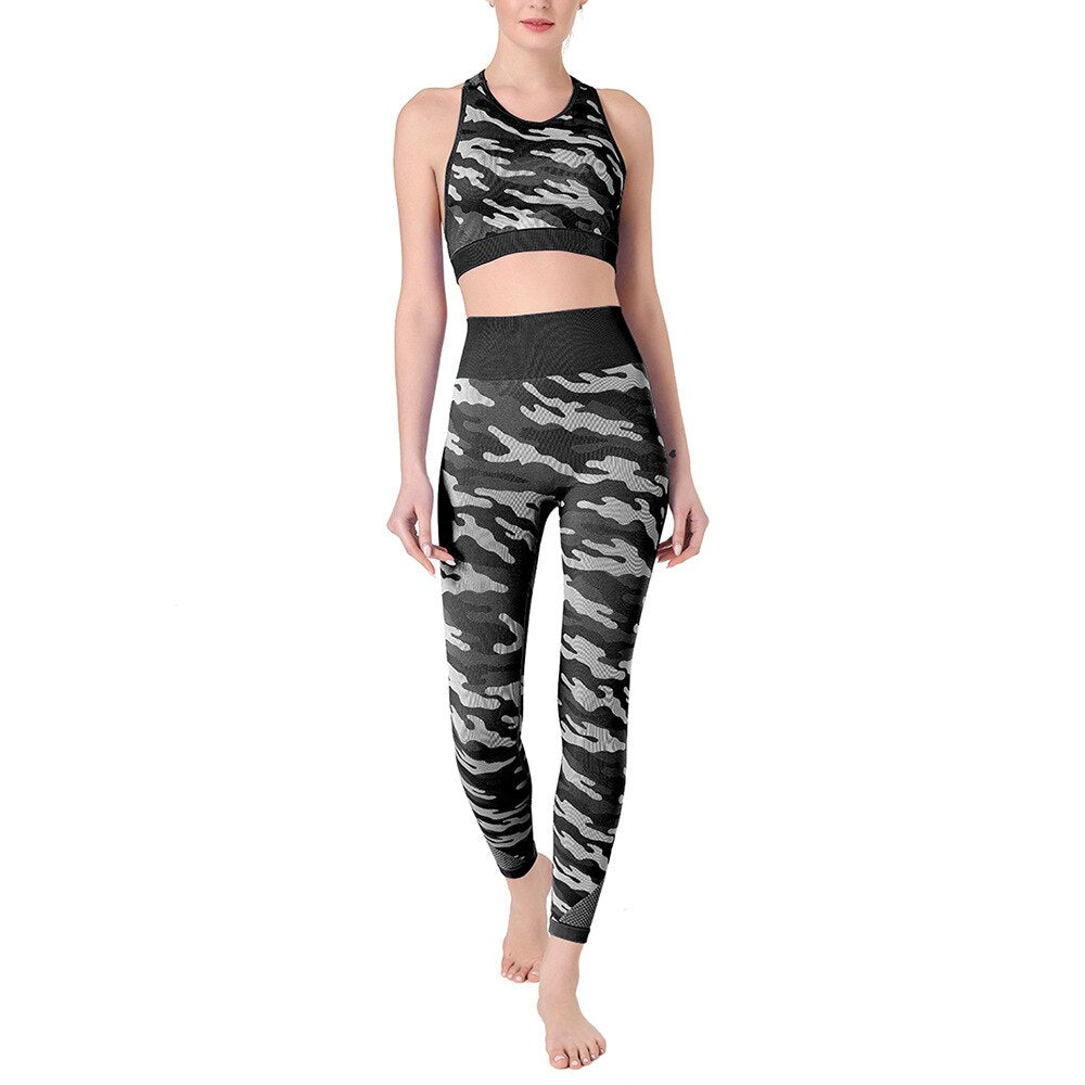 2PCS Camo Yoga Set Sports Wear For Women Gym Fitness Clothing Booty Yoga Leggings + Sport Bra GYM Sport Suit Femme 2020 New | Vimost Shop.
