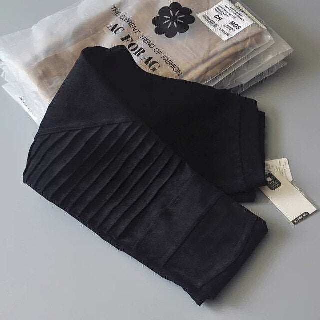 Autumn Suede Leggings Solid High Elastics Bodycon Pencil Pants Fashion Casual Medium Waist Trousers | Vimost Shop.