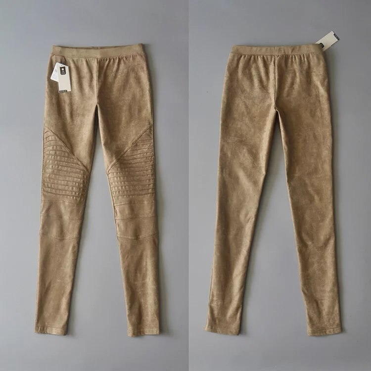 Autumn Suede Leggings Solid High Elastics Bodycon Pencil Pants Fashion Casual Medium Waist Trousers | Vimost Shop.