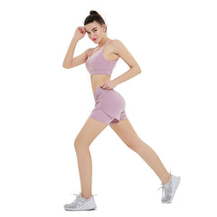 Seamless Sheer Mesh Gym Fitness Yoga Set Fashion Bra Top Shorts Suit Jogging Push Up Sportswear Workout Training Casual Clothing | Vimost Shop.