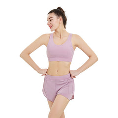 Seamless Sheer Mesh Gym Fitness Yoga Set Fashion Bra Top Shorts Suit Jogging Push Up Sportswear Workout Training Casual Clothing | Vimost Shop.