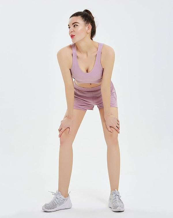 Seamless Sheer Mesh Gym Fitness Yoga Set Fashion Bra Top Shorts Suit Jogging Push Up Sportswear Workout Training Casual Clothing | Vimost Shop.