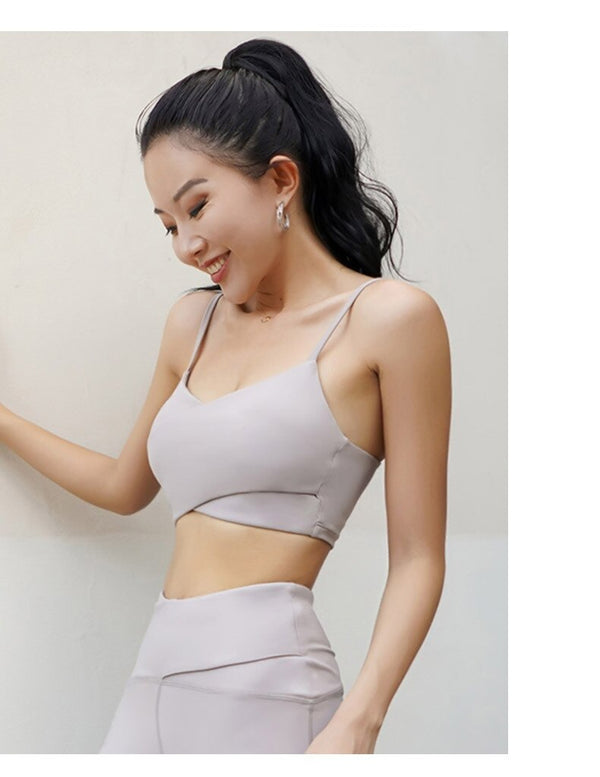 Solid Seamless Yoga Bra Crop Top Shockproof Quick Dry Sports V Neck Vest Fashion Workout Push Up Running Tees High Elasticsity | Vimost Shop.