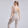 Seamless Solid Ribbing Yoga Suit Sports Tracksuit Tank Crop Top Leggings Two Piece Set Workout Gym Fitness Female Suit | Vimost Shop.