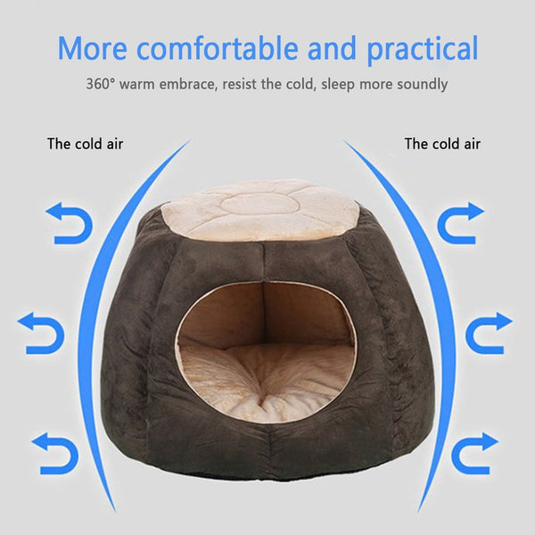 Pet Cat Nest Bed Kitten Cave House for Dog Puppy Rabbit Winter Warm Sleeping Mat Soft Cushion Removable Pad Pets Product | Vimost Shop.