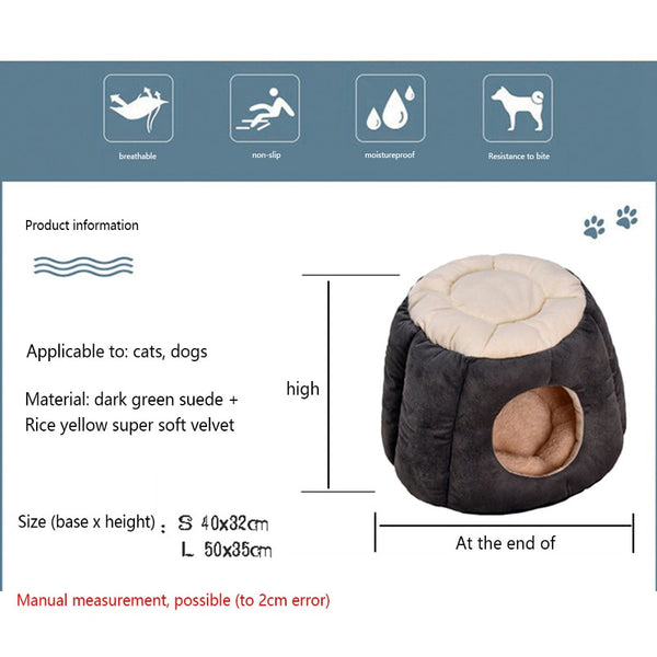 Pet Cat Nest Bed Kitten Cave House for Dog Puppy Rabbit Winter Warm Sleeping Mat Soft Cushion Removable Pad Pets Product | Vimost Shop.