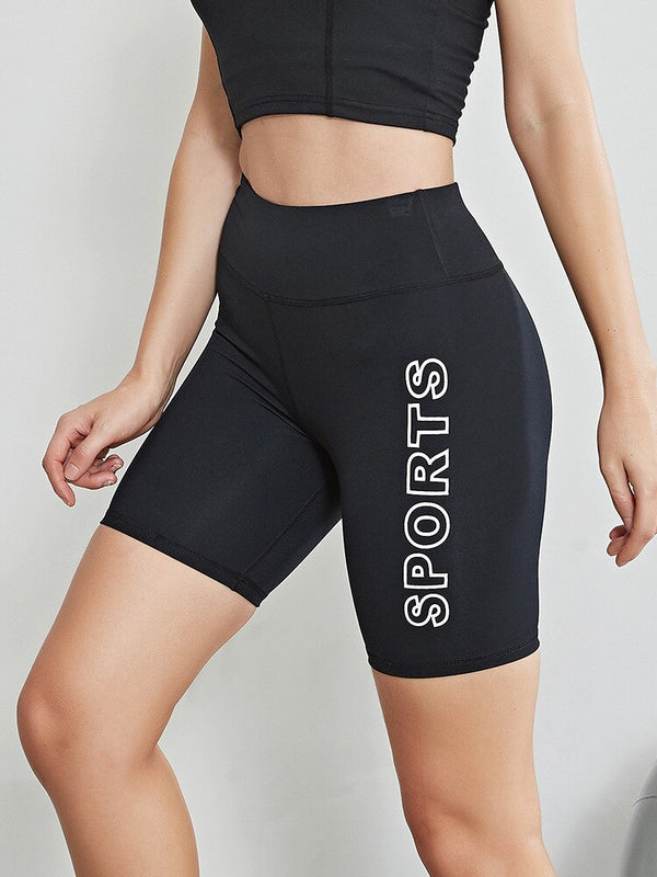 Letter Print Yoga Sports Shorts For Women High Stretch Hips Lifting Short Pants For Women Casual Fashion Workout Fitness Trouser | Vimost Shop.