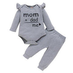 Gray Cotton Autumn Baby Clothes Set 2Piece for Boy Girl Long Sleeve O neck Letter Print Pullovers Toddler Fall Clothing 0-2T D30 | Vimost Shop.