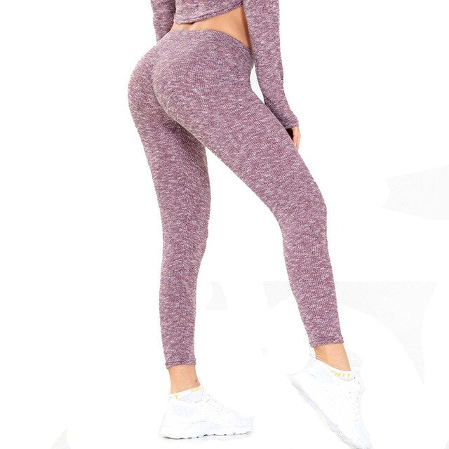 Gym Yoga Leggings Drawstring High Elastic Slim Pants Fitness Sportswear Seamless Running Workout Training Energy Tracksuit | Vimost Shop.