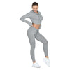 Gym Yoga Suit Ribbing Hoodie Long Sleeve Leggings Two Piece Set Fitness Sportswear Seamless Running Workout Training Tracksuit | Vimost Shop.